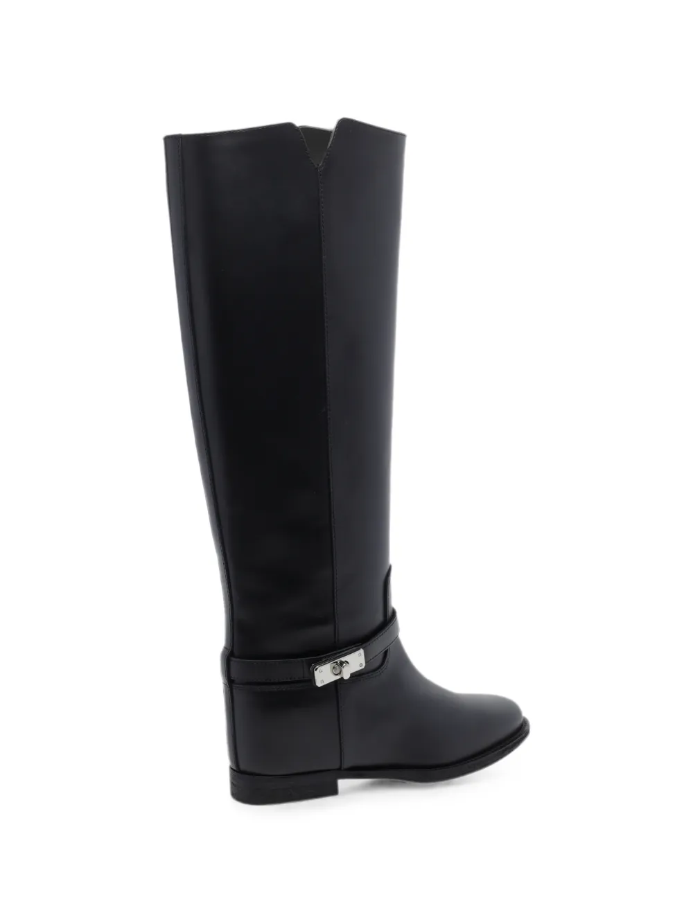 Via Roma 15 padlock leather boots Zwart