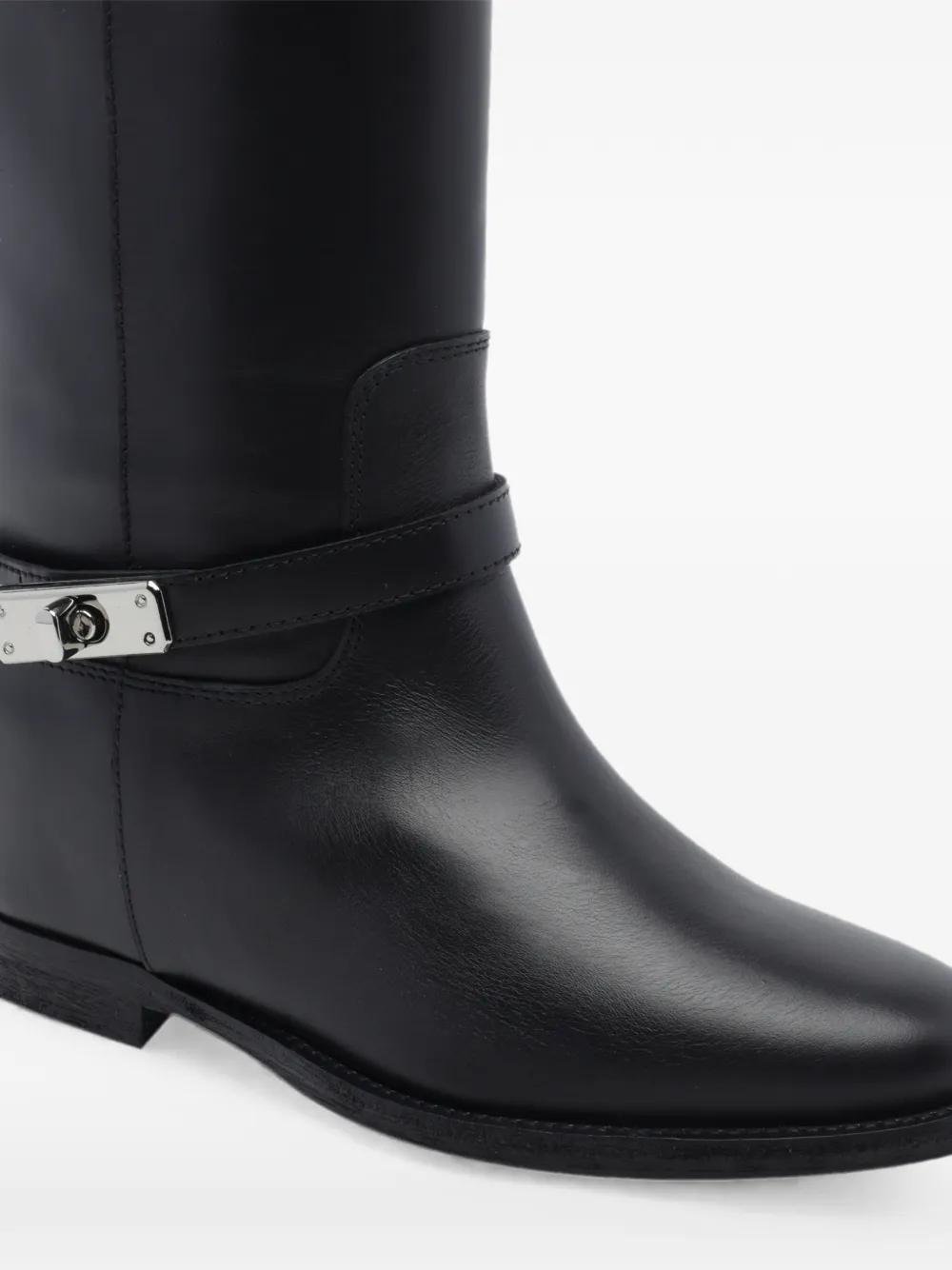 Via Roma 15 padlock leather boots Zwart