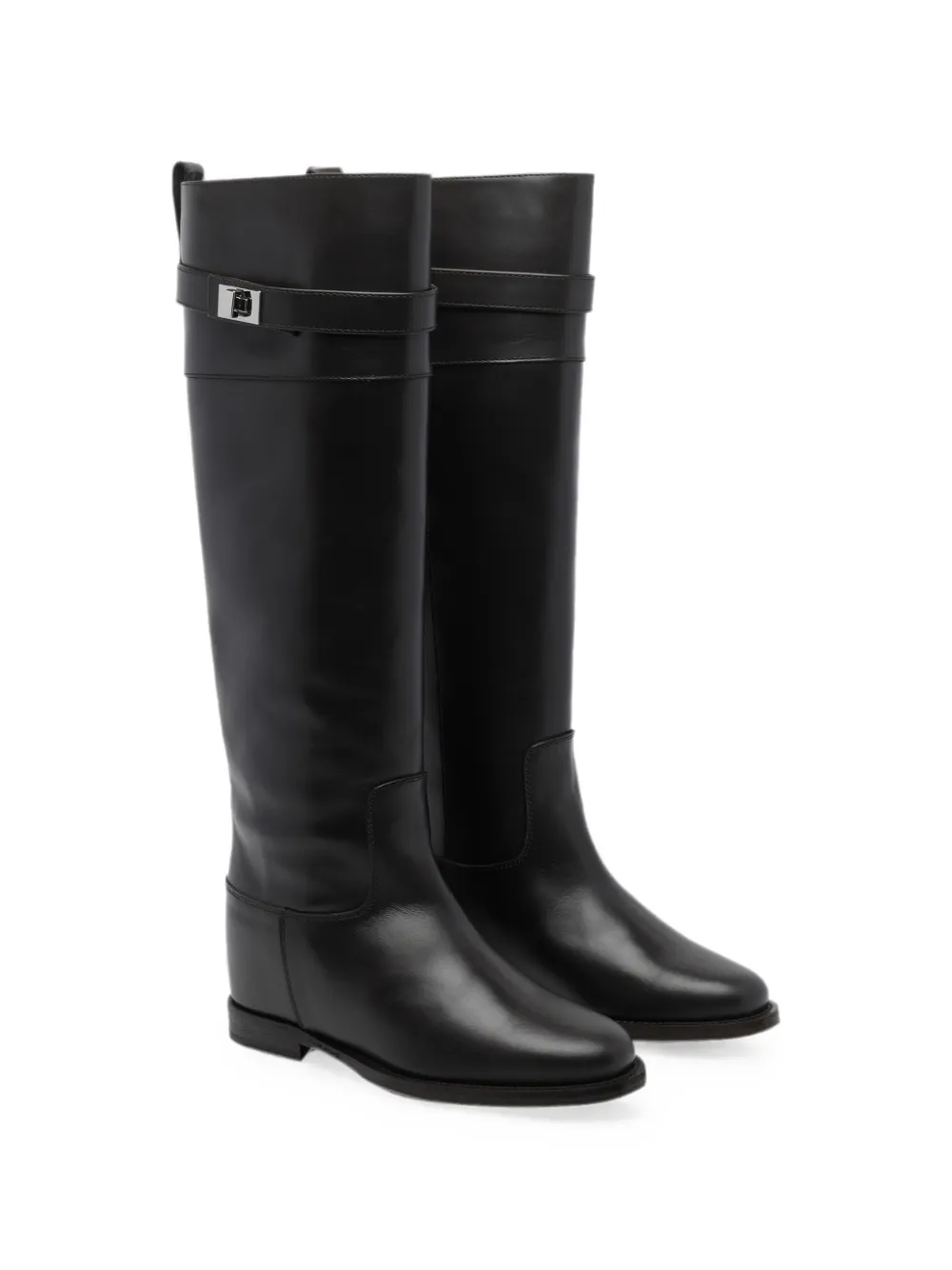 Via Roma 15 Padlock leather boots Zwart