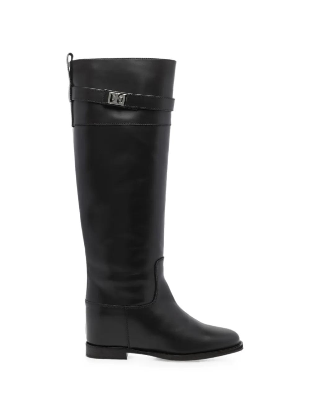 Via Roma 15 Padlock leather boots Zwart