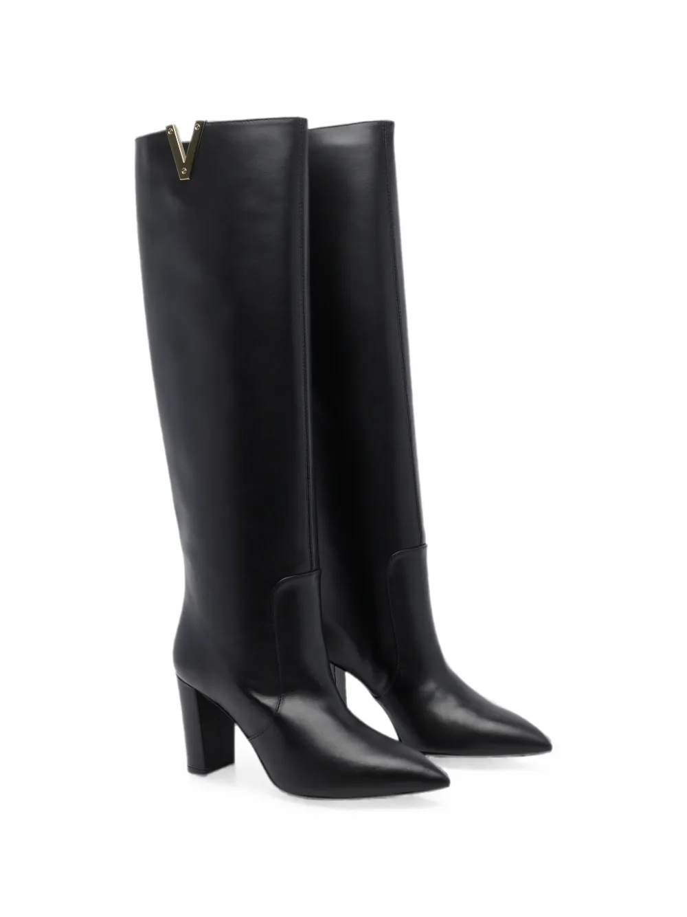 Via Roma 15 pointed-toe V-logo boots Zwart