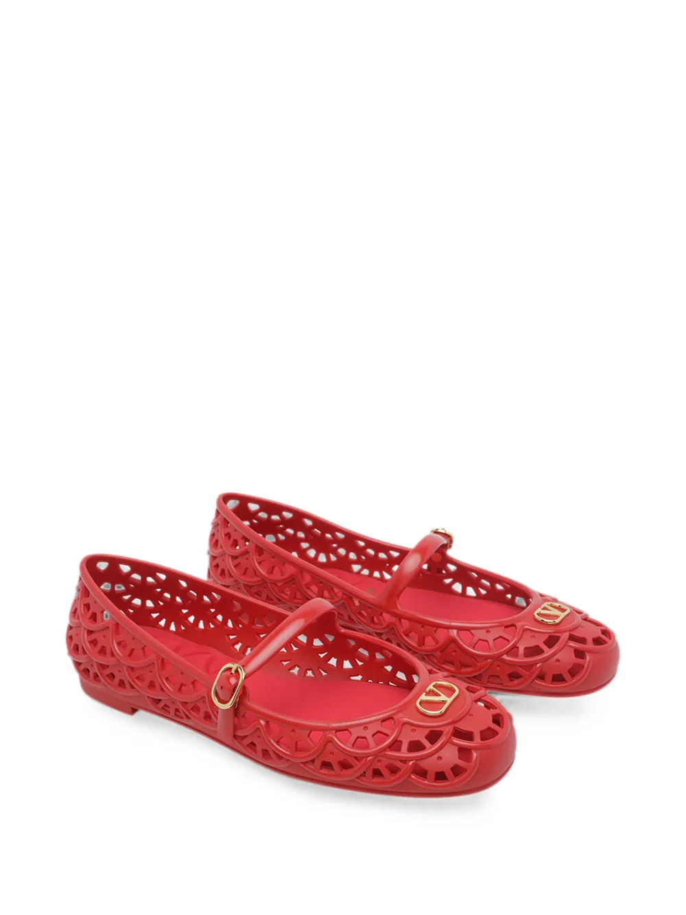 Valentino Garavani Ondette Scallops ballet flats Rood