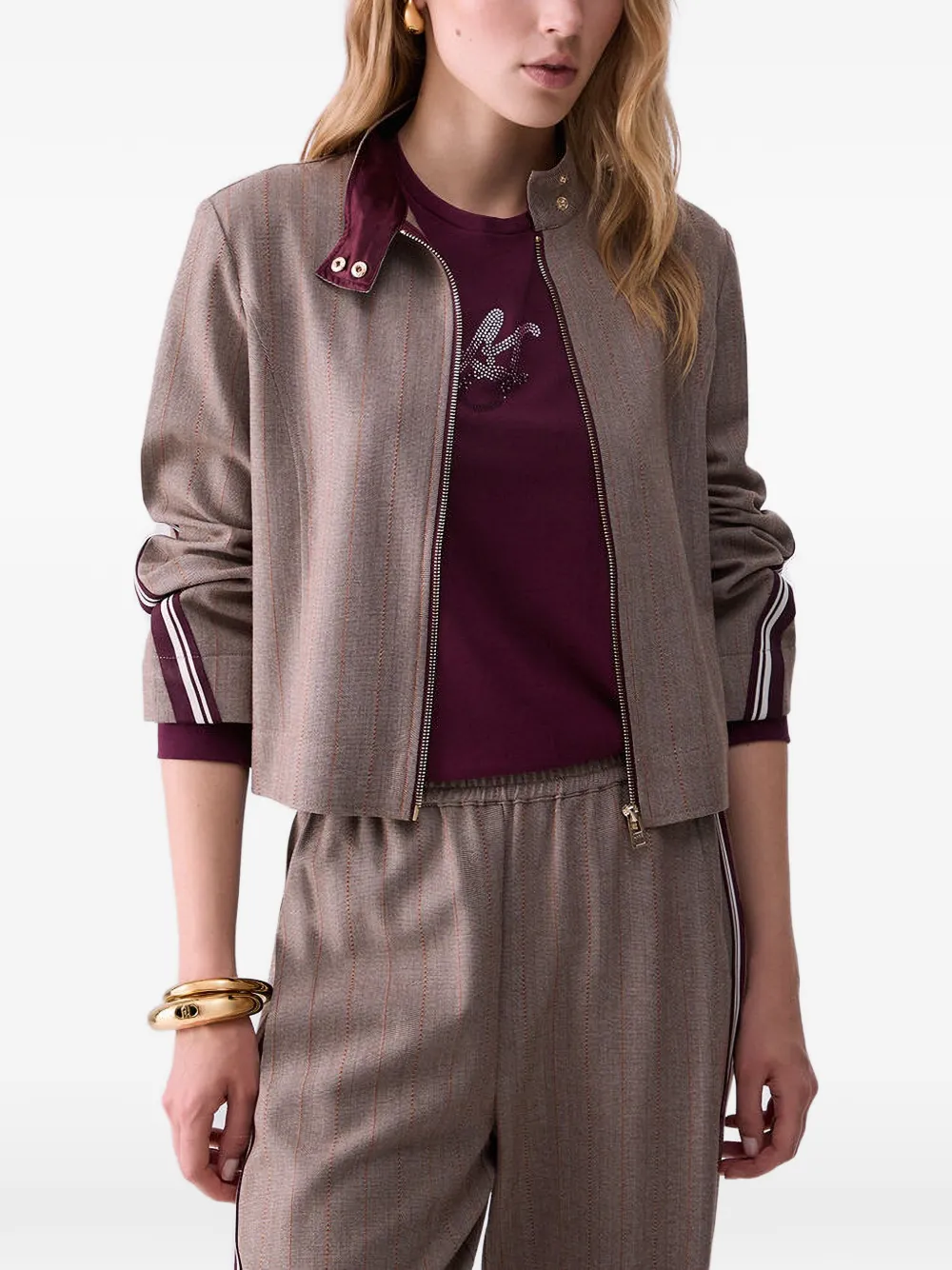 LIU JO Jack met visgraat patroon en rits Beige