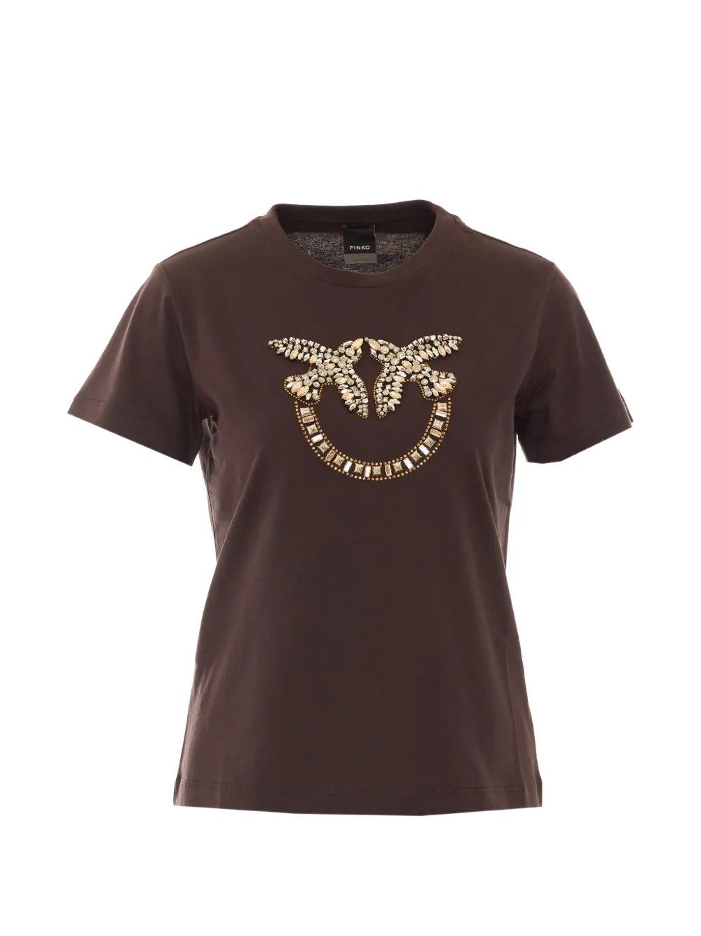 PINKO Love Birds crystal-embellished T-shirt - Braun