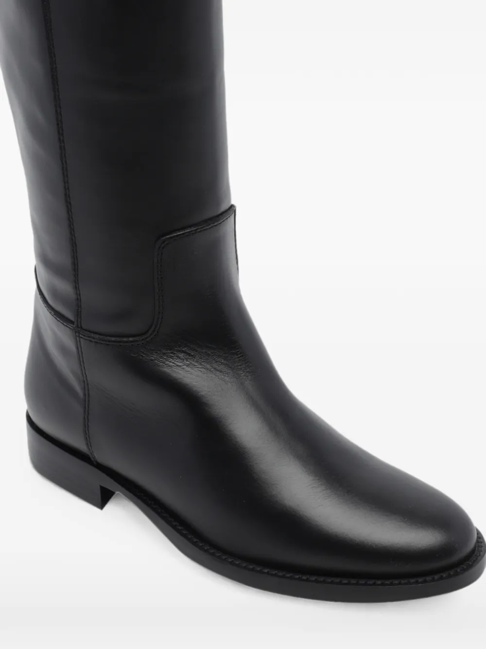 Via Roma 15 V-logo leather knee-high boots Zwart