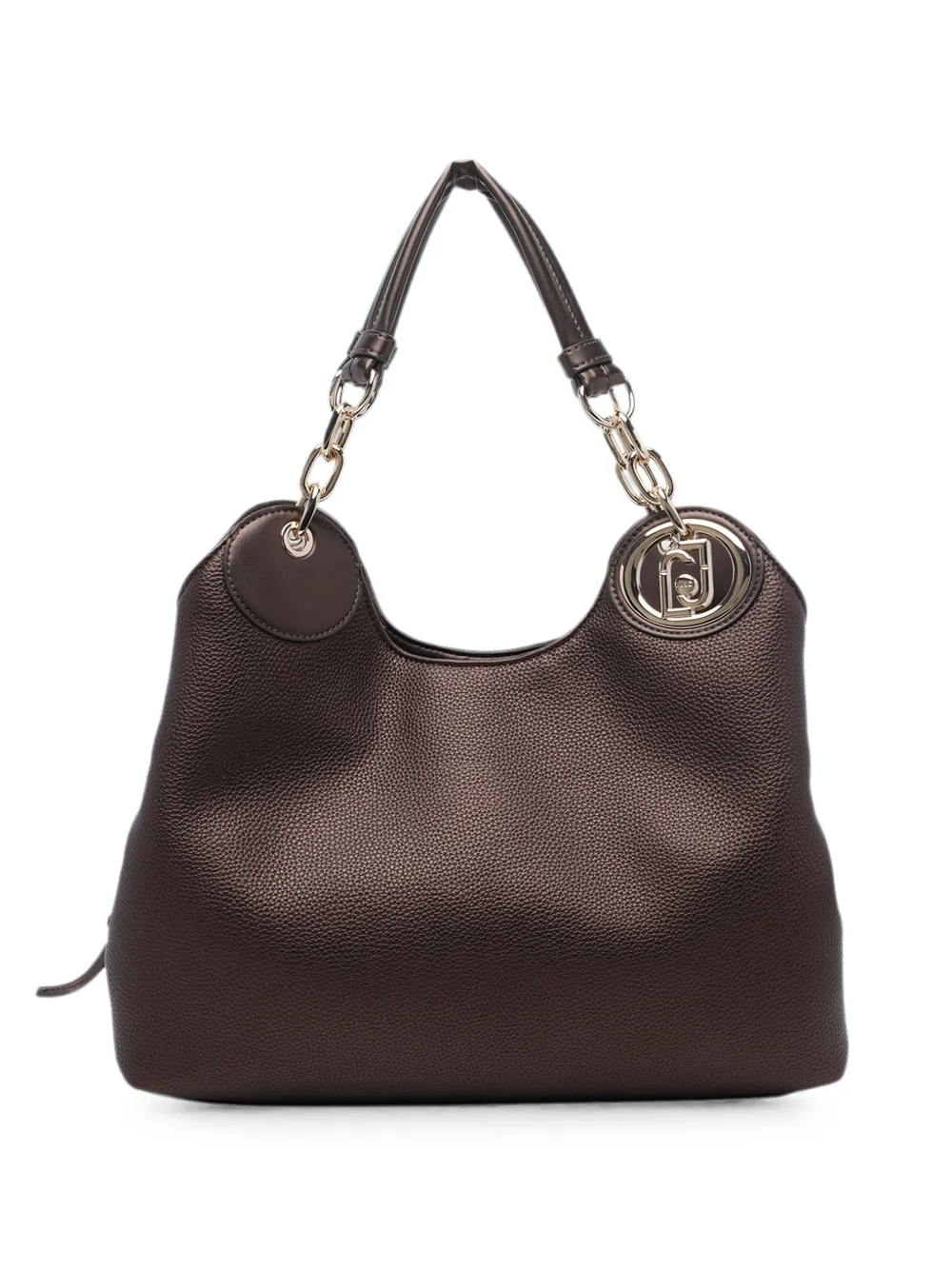 LIU JO medium logo-plaque chain-link tote bag - Marrone