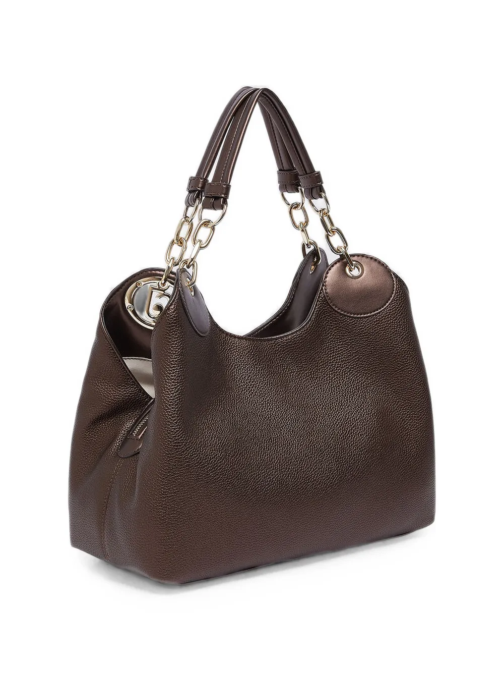 LIU JO Medium shopper met schakelketting en logoplakkaat Bruin