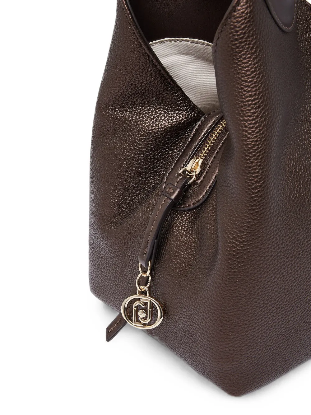 LIU JO Medium shopper met schakelketting en logoplakkaat Bruin