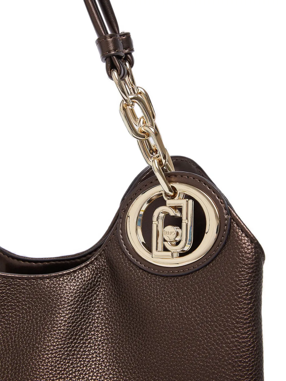 LIU JO Medium shopper met schakelketting en logoplakkaat Bruin