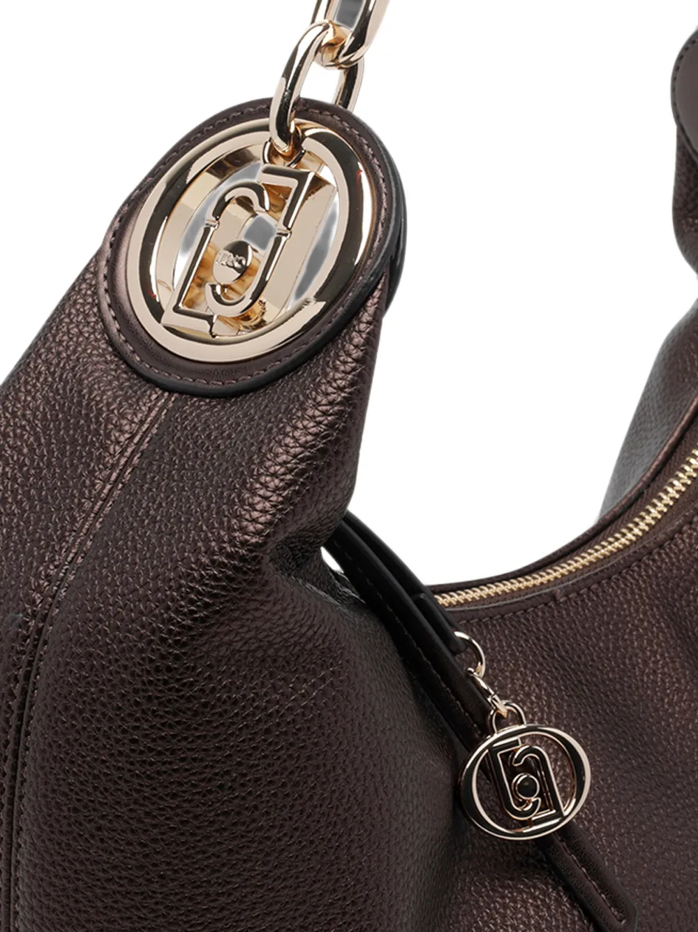 LIU JO shopper met metallic-effect en schakelketting Bruin
