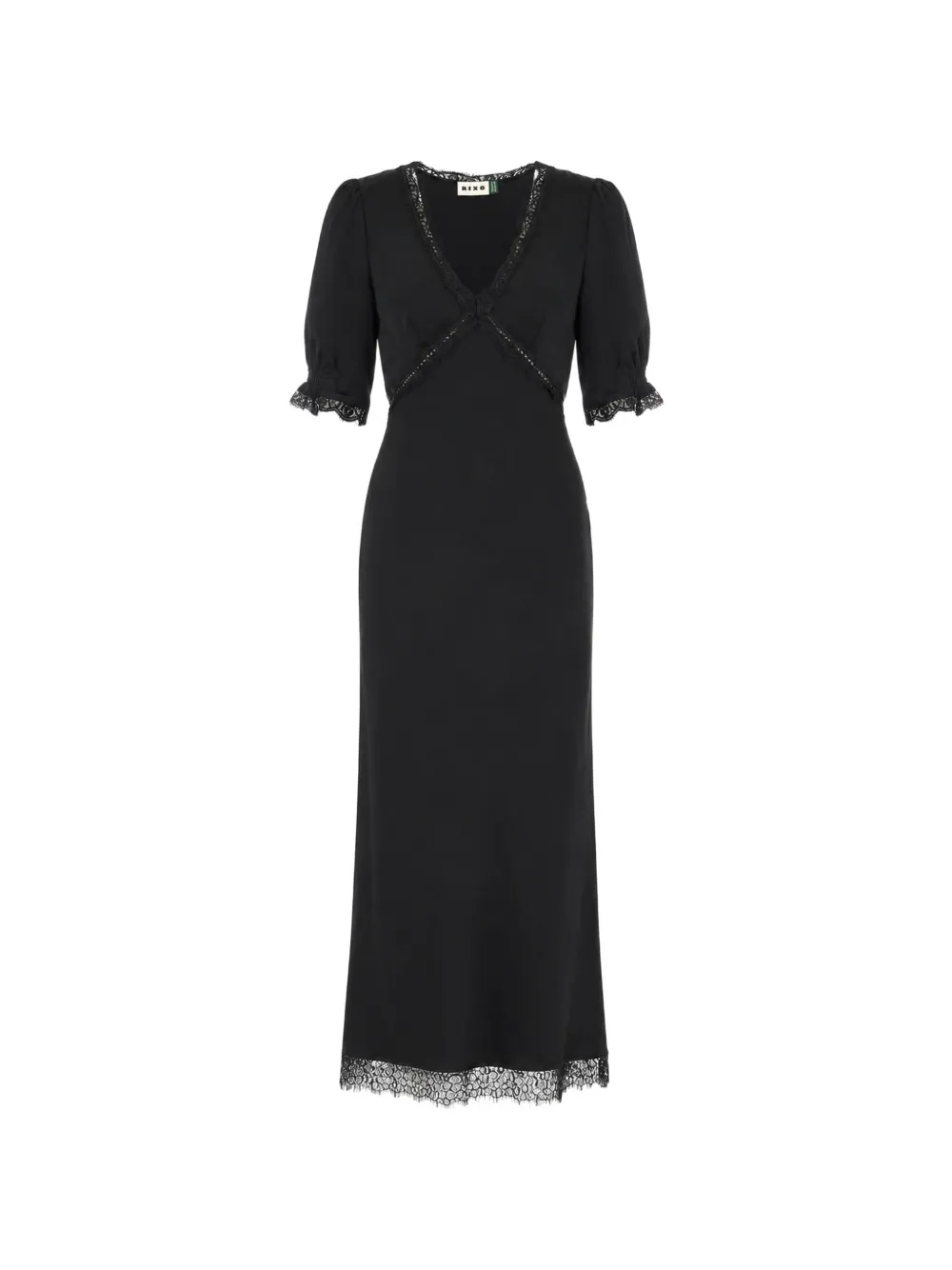 Rixo Annina lace-trim midi dress - Schwarz