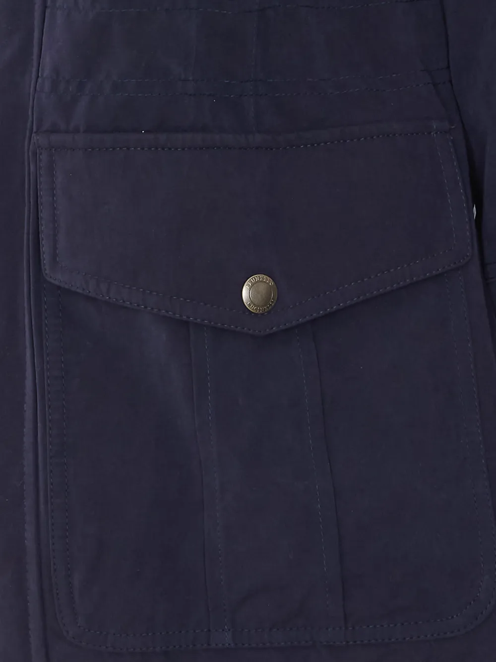 Brunello Cucinelli Jack met lammy kraag en meerdere zakken Blauw
