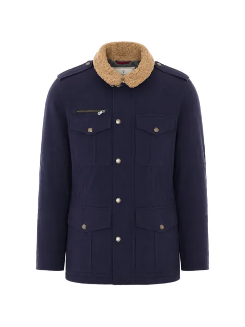 Brunello Cucinelli shearling-collar multi-pocket jacket