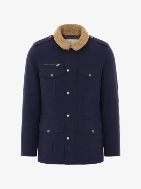 Brunello Cucinelli shearling-collar multi-pocket jacket