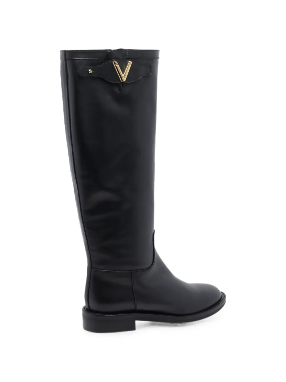 Via Roma 15 logo-plaque knee-high boots Zwart