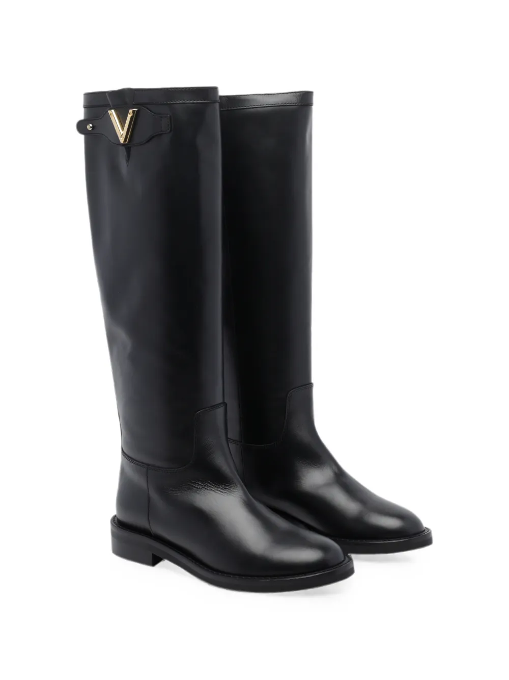Via Roma 15 logo-plaque knee-high boots Zwart
