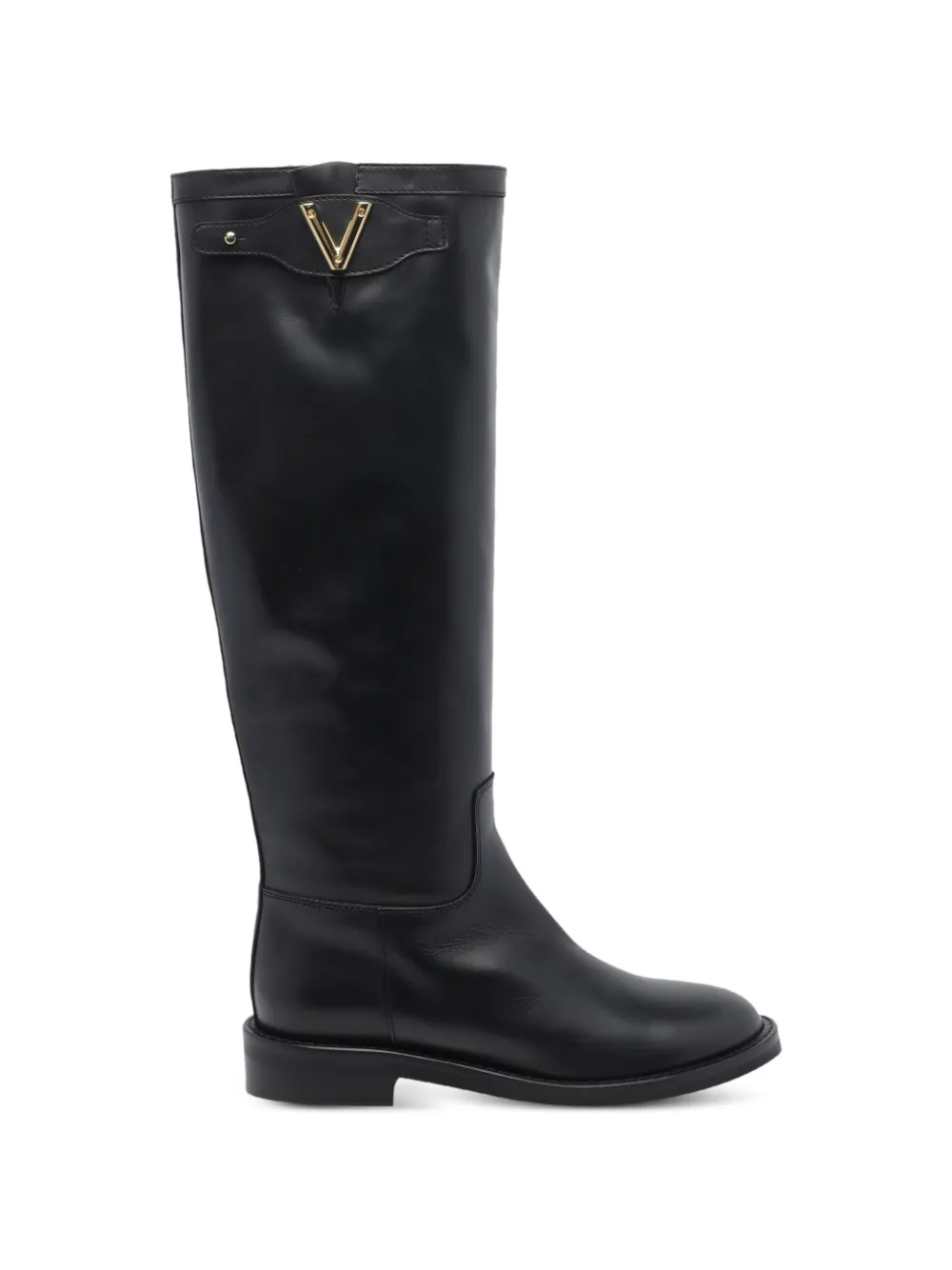 Via Roma 15 logo-plaque knee-high boots Zwart