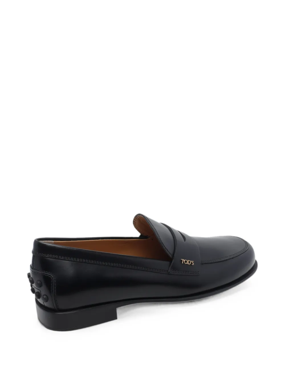 Tod's logo-plaque leather loafers Zwart