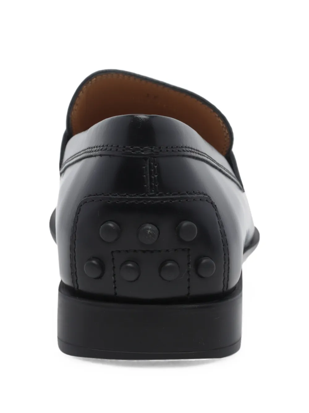 Tod's logo-plaque leather loafers Zwart