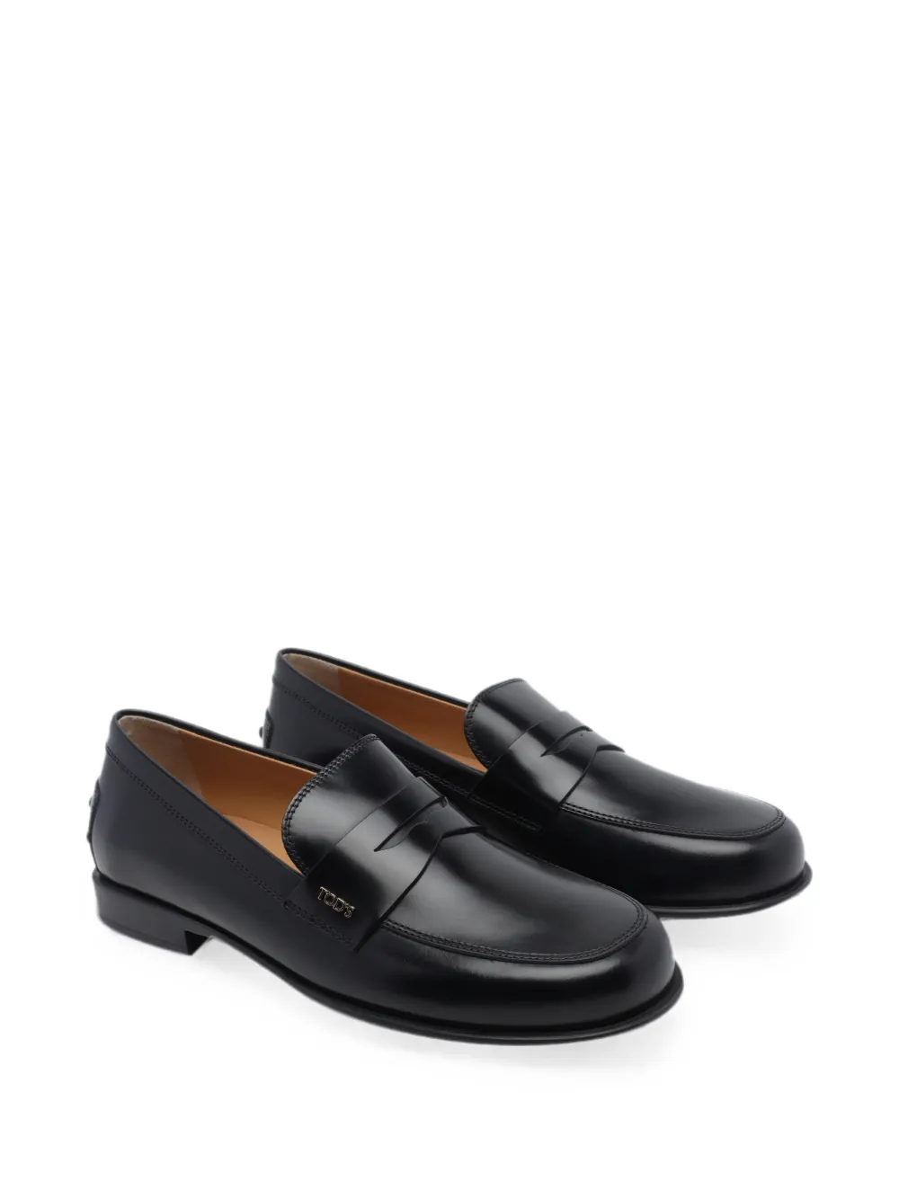 Tod's logo-plaque leather loafers Zwart