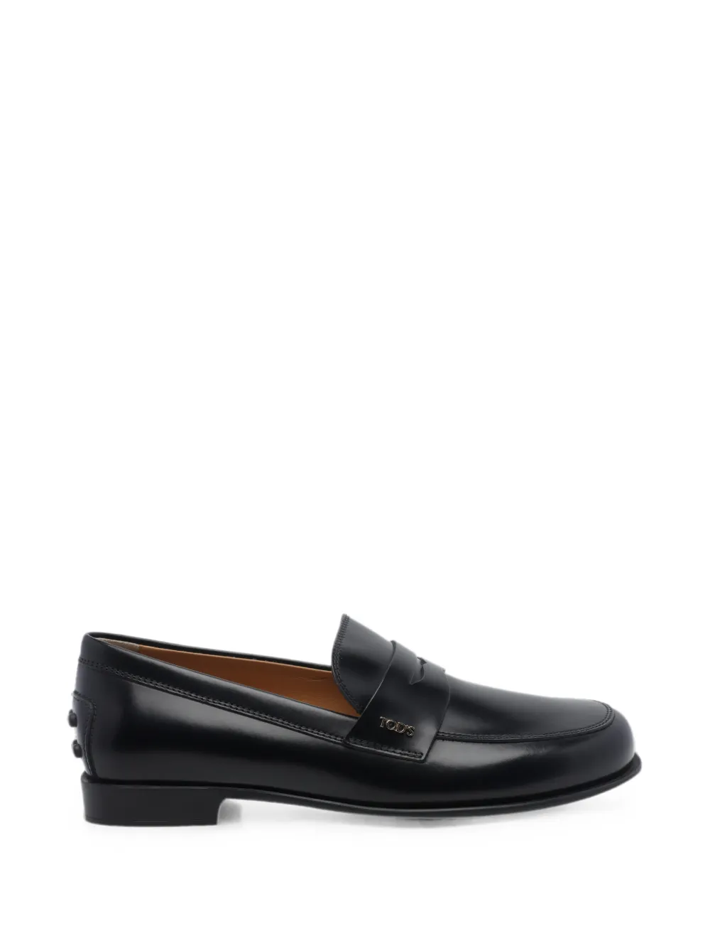 Tod's logo-plaque leather loafers - Nero