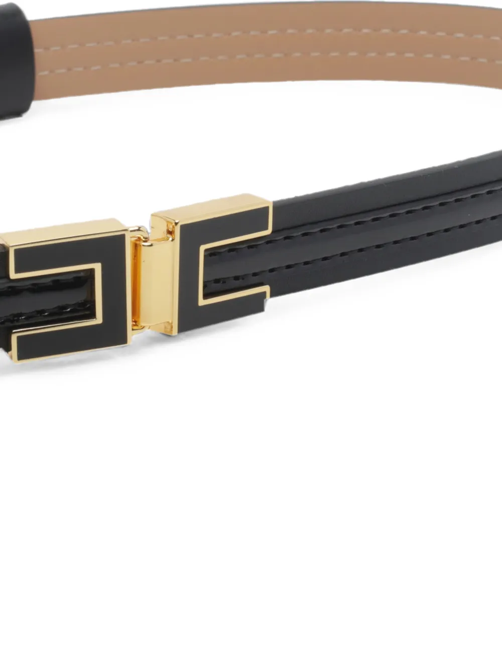 Elisabetta Franchi Leren riem met logoplakkaat Zwart
