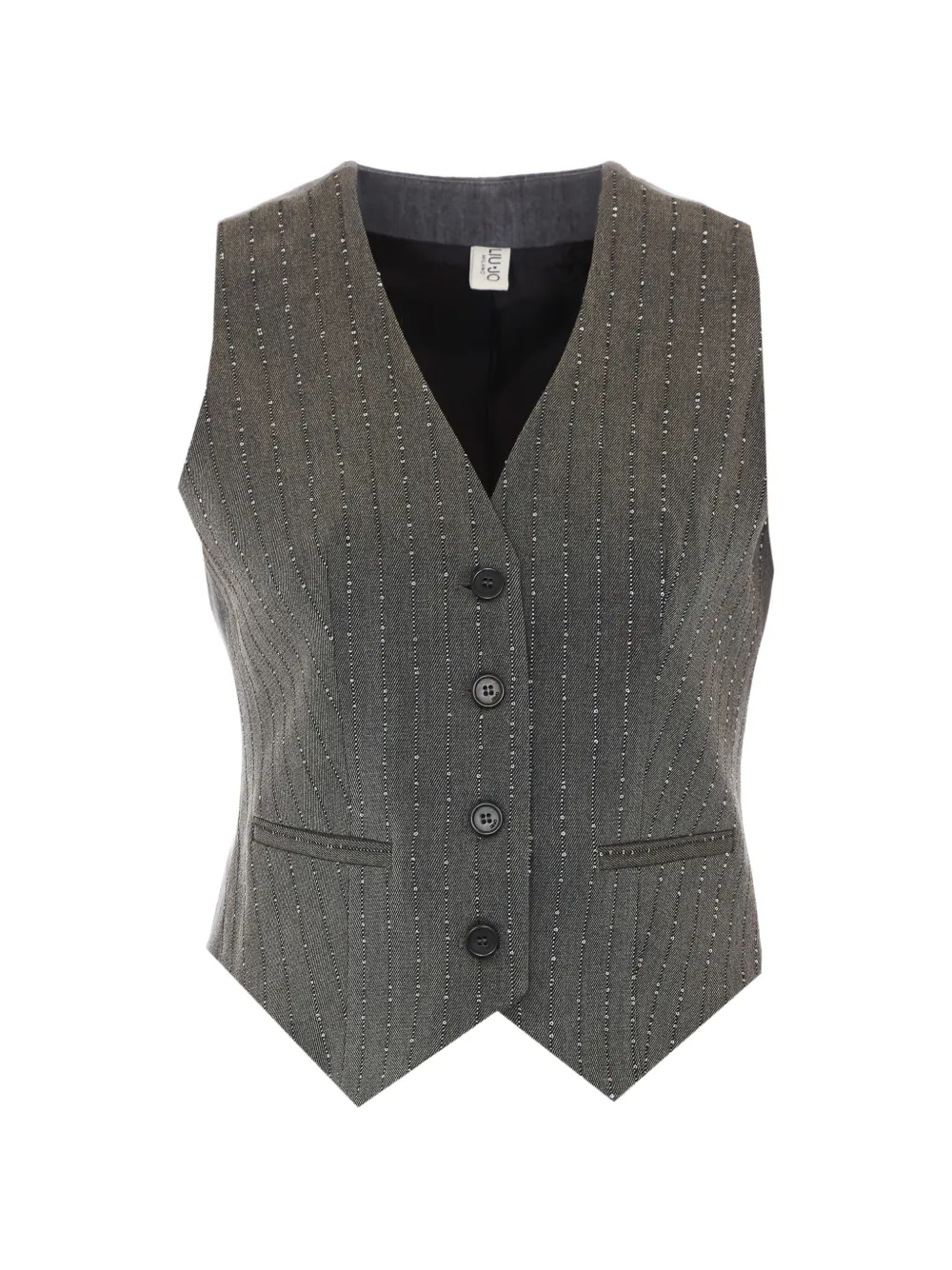 LIU JO strass-embellished pinstripe vest - Grigio