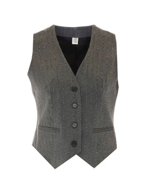 LIU JO strass-embellished pinstripe vest