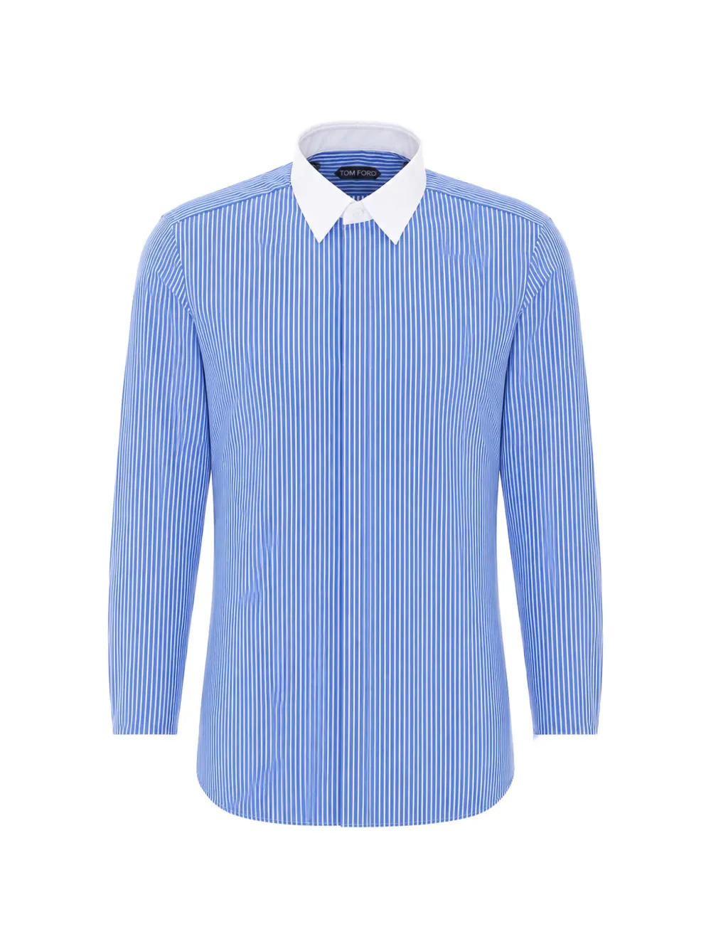 TOM FORD striped contrast-collar shirt - Blu