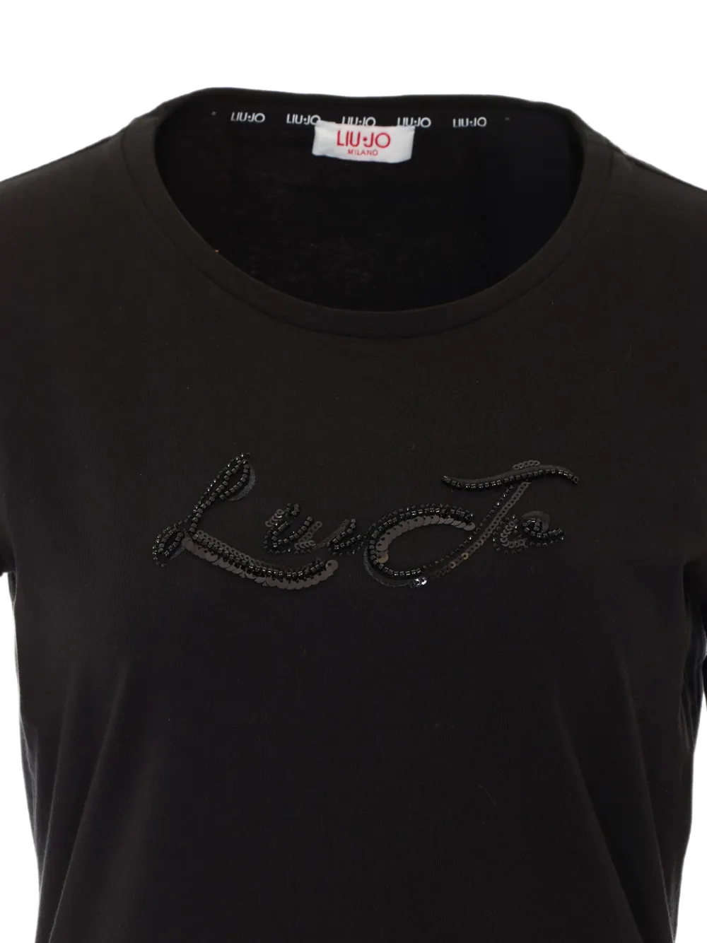 LIU JO T-shirt met logo van pailletten en lange mouwen Zwart