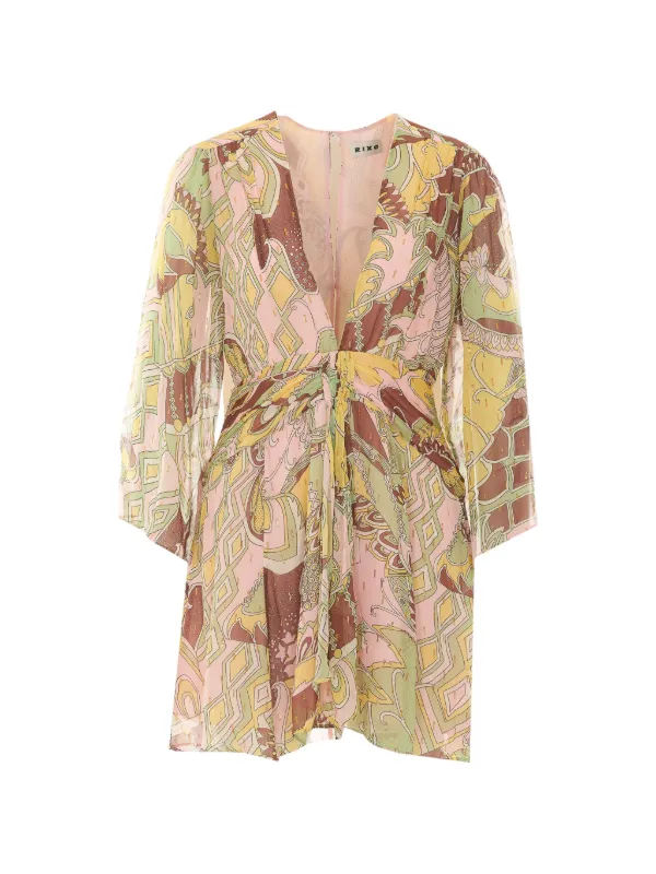 Rixo Clove Printed Mini Dress in Pink