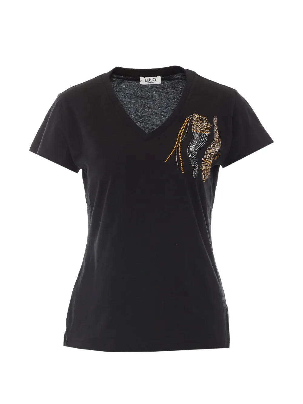 LIU JO strass-embellished V-neck T-shirt