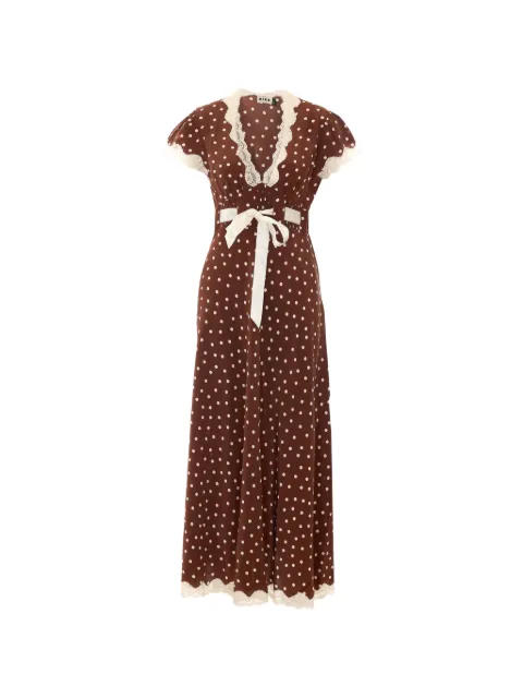 Rixo robe longue Marlice en soie à pois