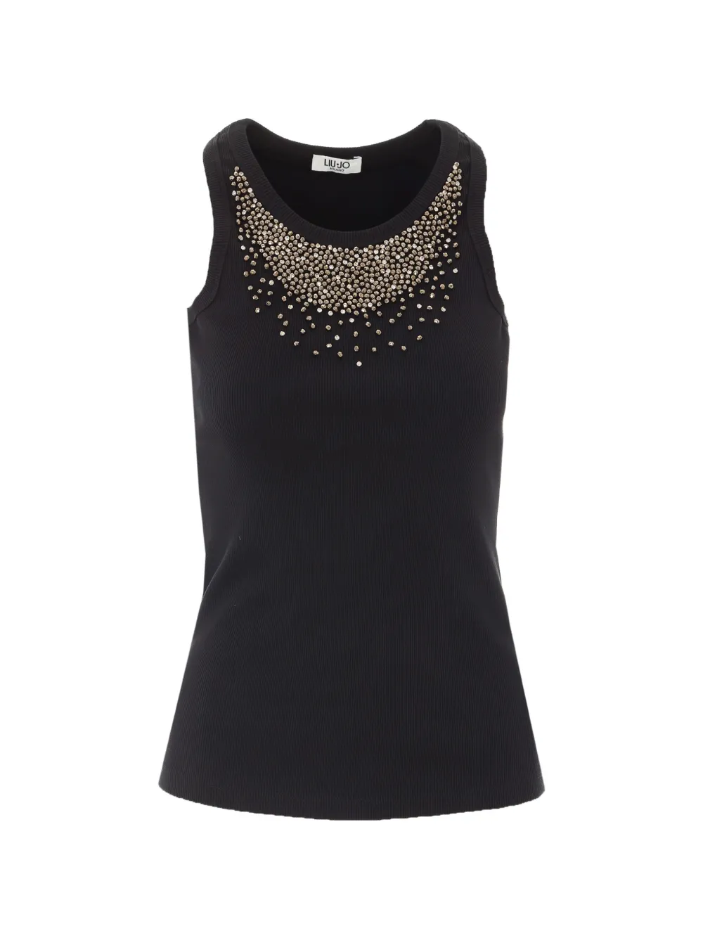 LIU JO strass-embellished ribbed top - Nero