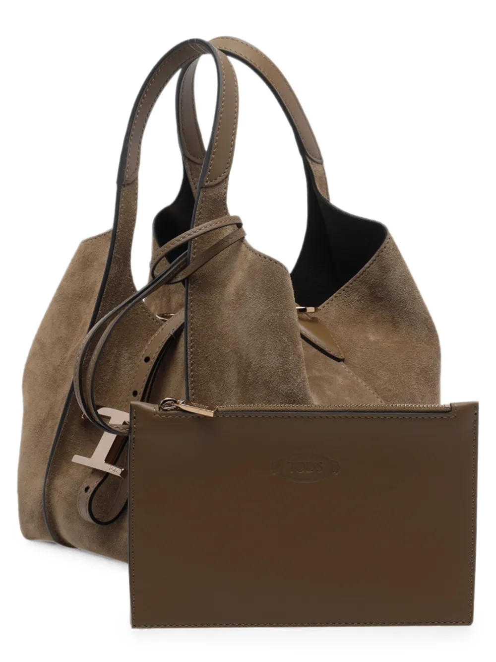 Tod's T Timeless suède mini-shopper Bruin