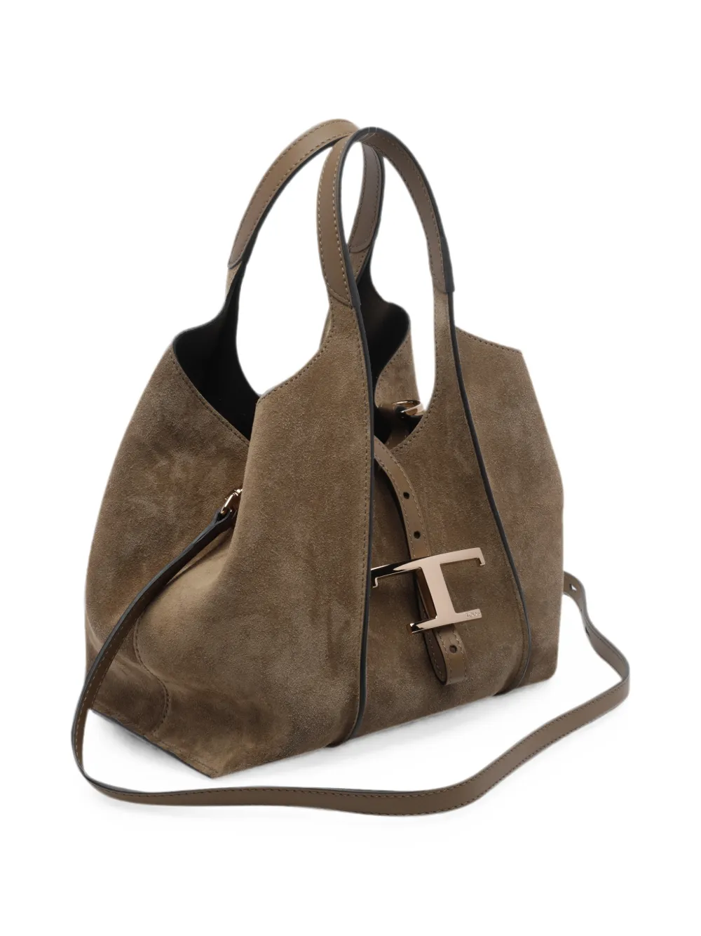 Tod's T Timeless suède mini-shopper Bruin