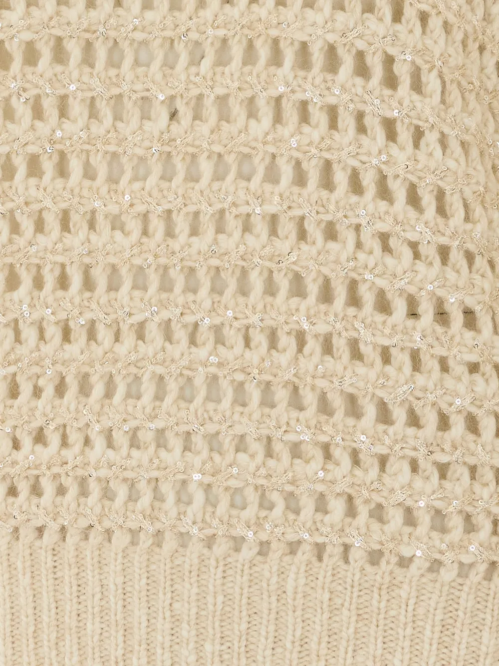 Brunello Cucinelli Opengebreide trui verfraaid met pailletten Beige