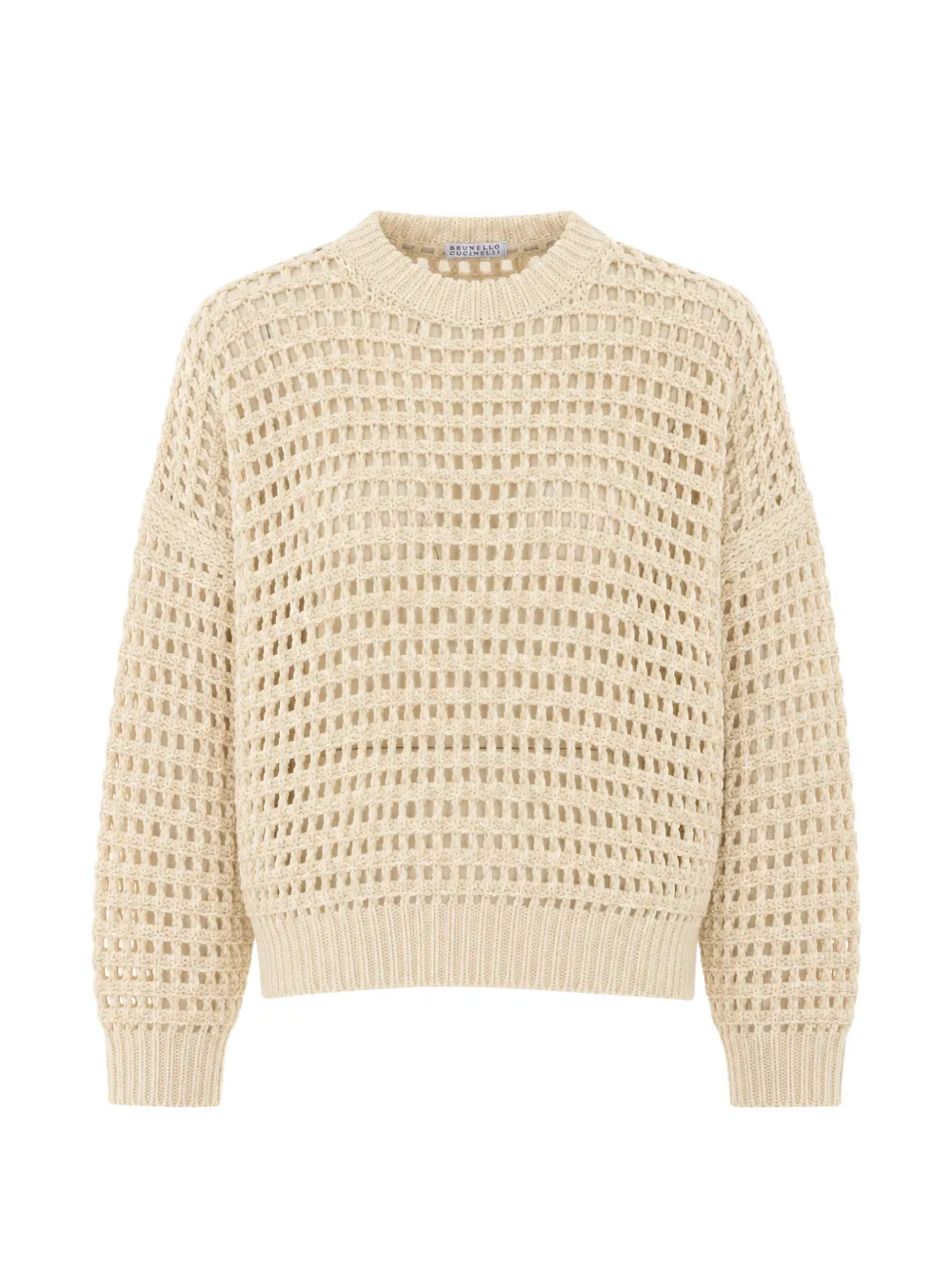 Brunello Cucinelli sequin-embellished open-knit sweater - Toni neutri