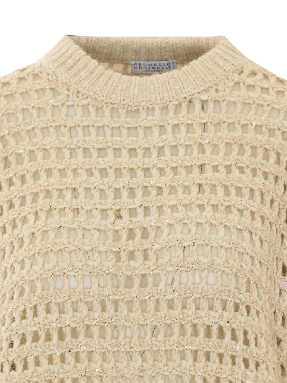 Brunello Cucinelli Opengebreide trui verfraaid met pailletten Beige