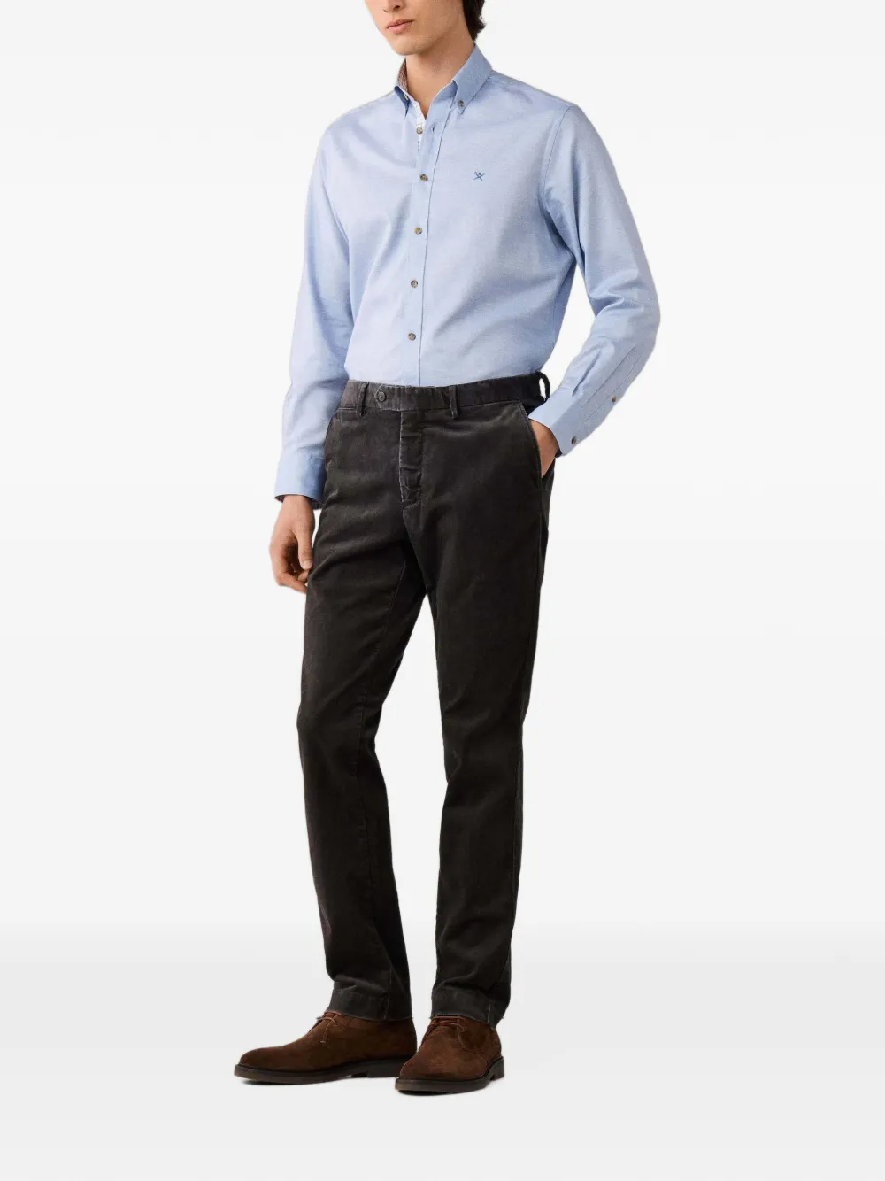 Hackett London Ribfluwelen broek Grijs