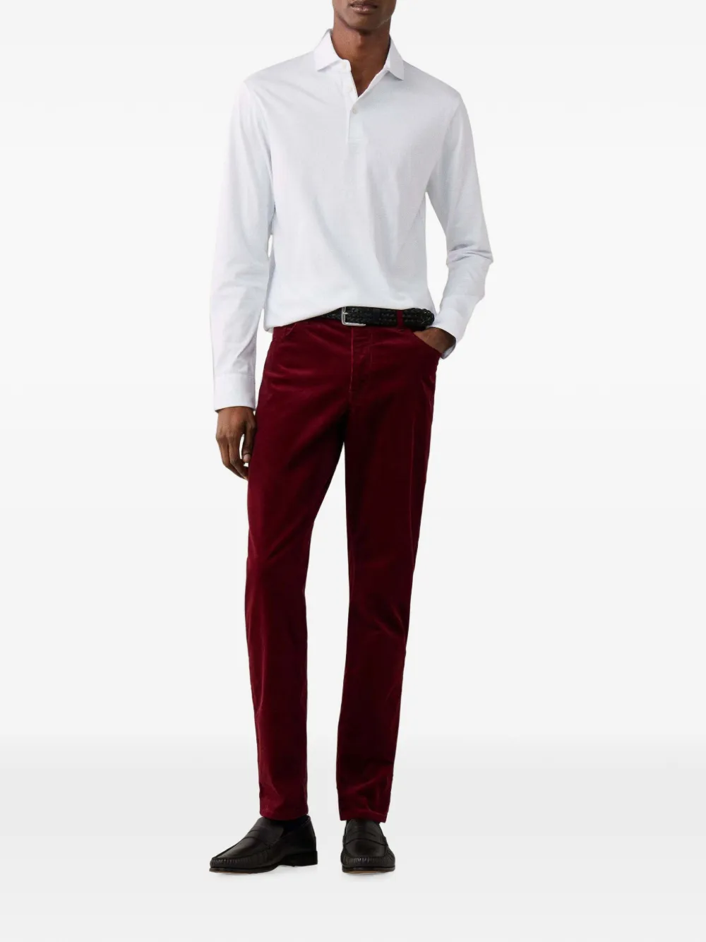 Hackett London Poloshirt met lange mouwen Wit