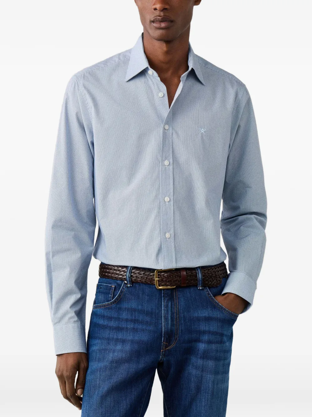 Hackett London Overhemd met geometrische print Blauw