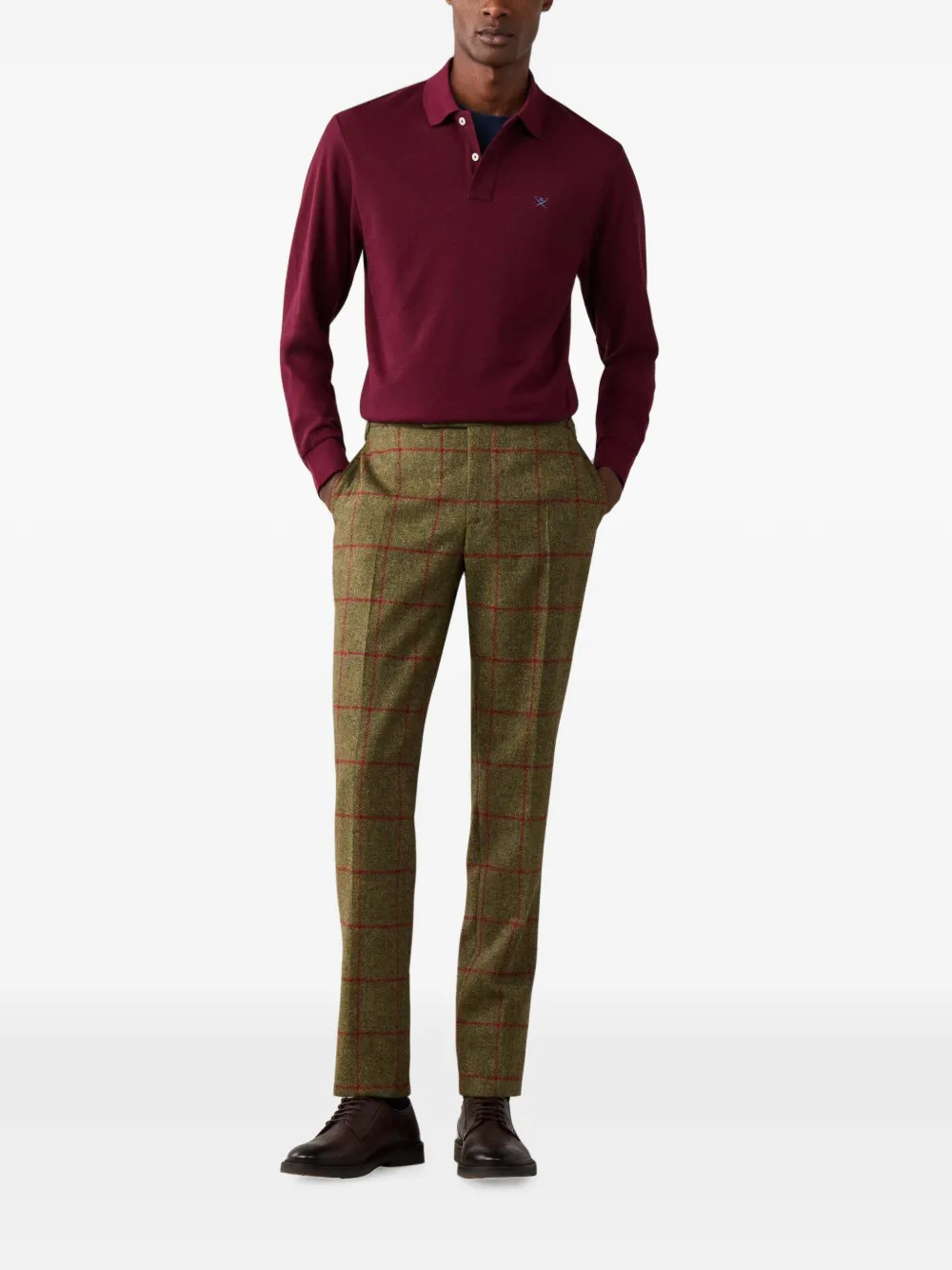 Hackett London Poloshirt met lange mouwen Rood