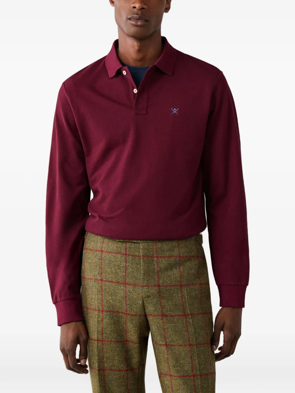 Hackett London Poloshirt met lange mouwen Rood