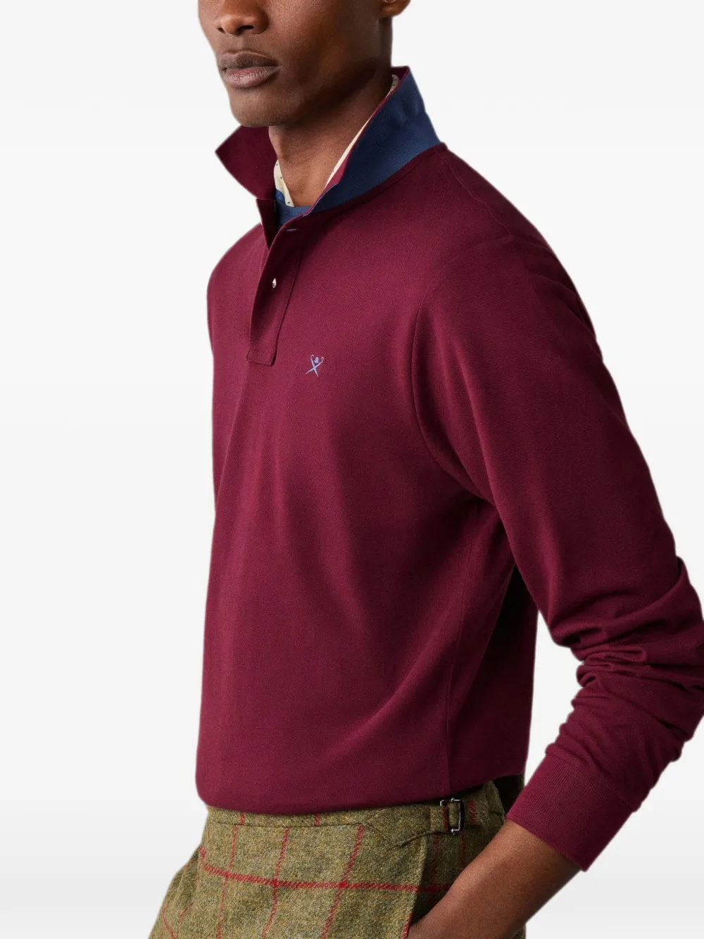 Hackett London Poloshirt met lange mouwen Rood