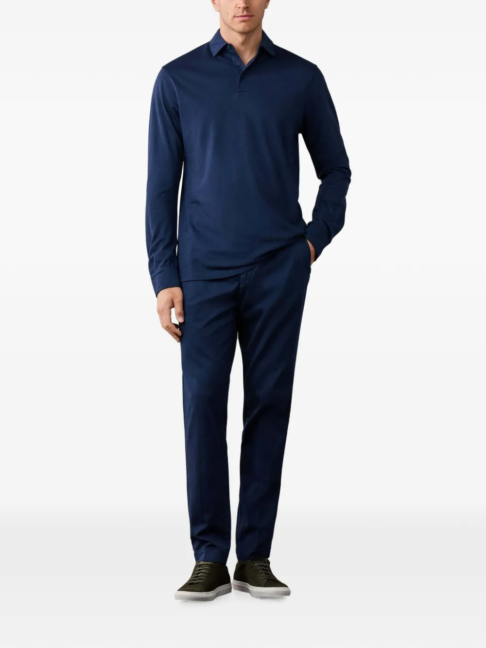 Hackett London Piqué poloshirt met lange mouwen Groen