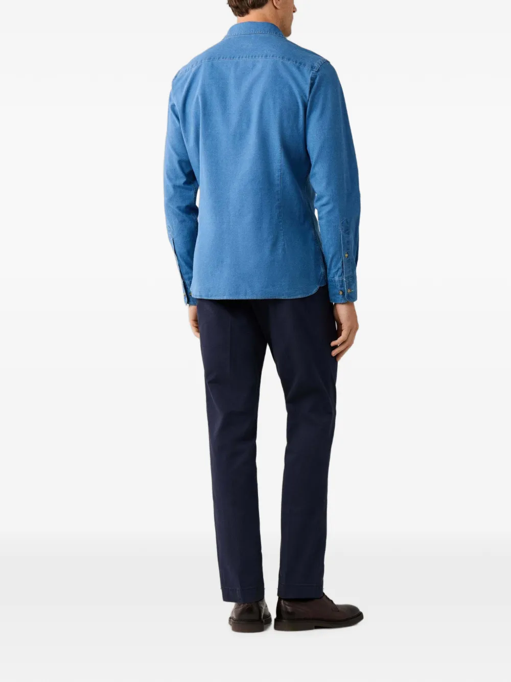Hackett London Overhemd met geborduurd logo Blauw