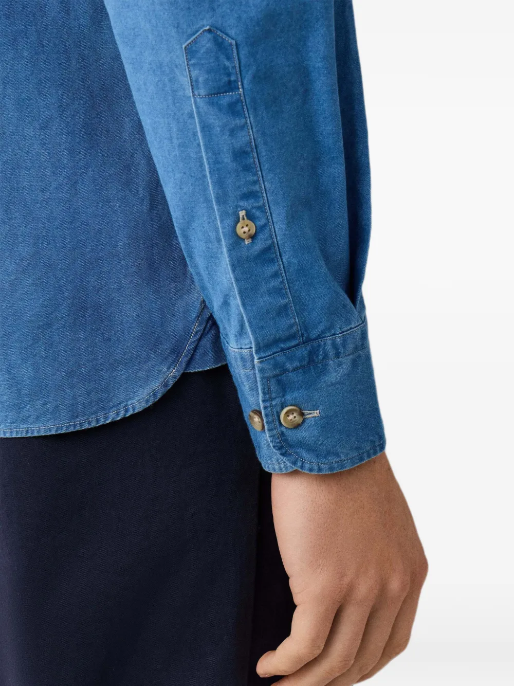 Hackett London Overhemd met geborduurd logo Blauw