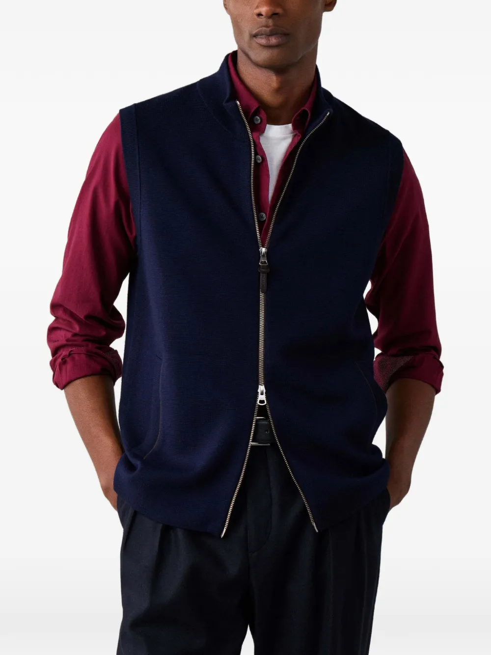Hackett London Wollen gilet Blauw