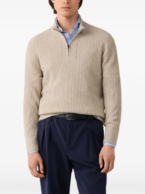 Hackett London cartridge-rib quarter-zip knit